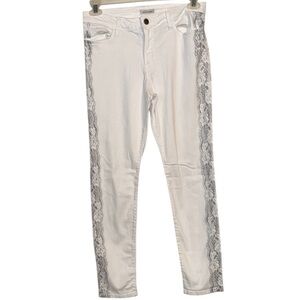 🌹 BOSTON PROPER WHITE/GRAY EMBELLISHED LACE JEANS